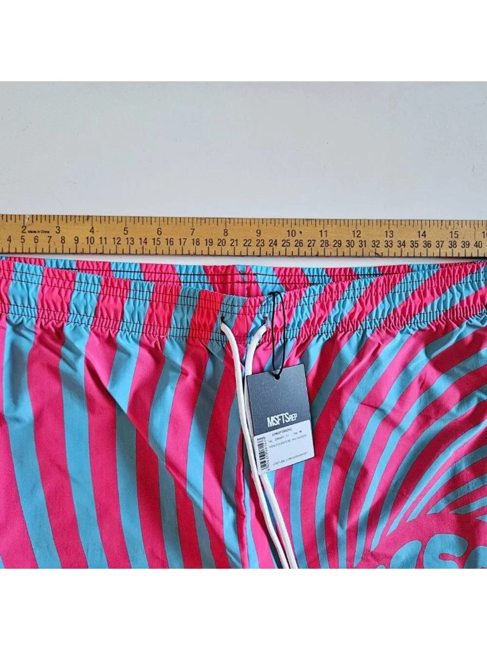 NWT MSFTSrep Costume Uomo Men's Psychedelic Swim Trunks Pink Blue Medium M
